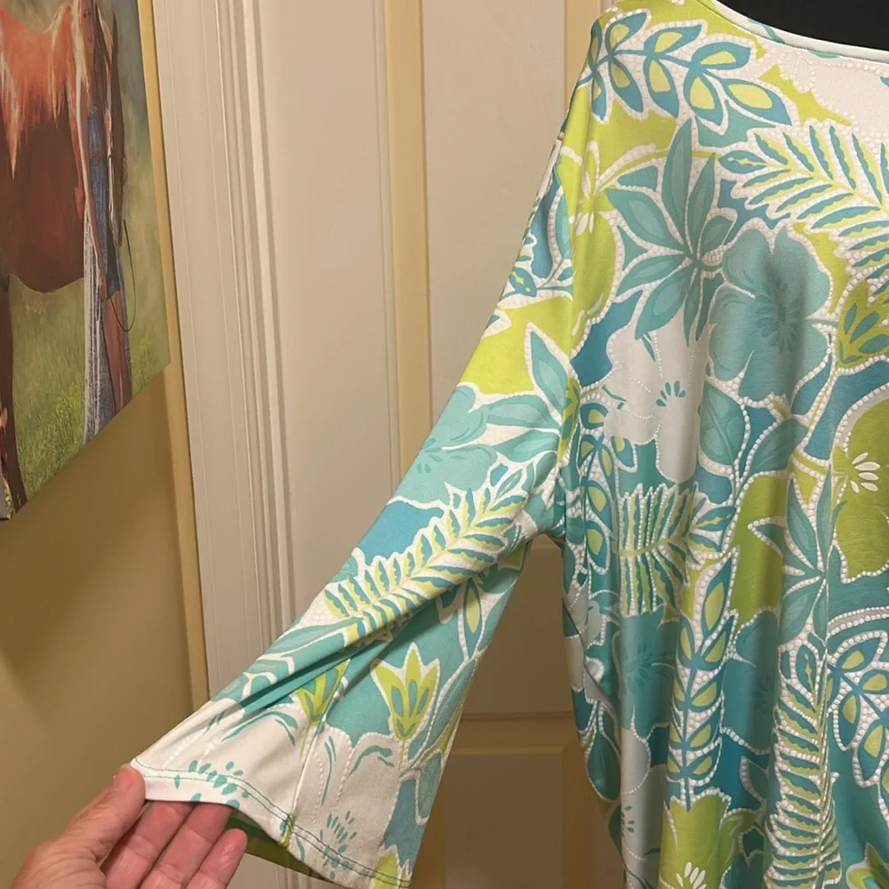 Ruby Rd. Blue and Green Patterned Top - Picture 3 of 5
